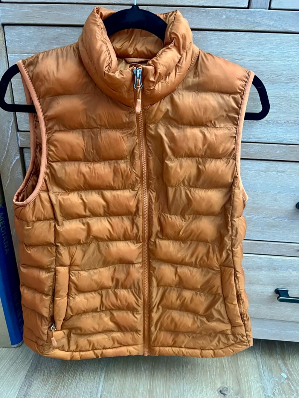 Quilted Puffer Vest in Rust Orange